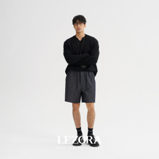 LEZORA进口BC同款冈山KUROKI  LVMH御用单宁松紧腰牛仔短裤男