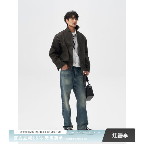 LEZORA斜纹全棉丹宁大直筒牛仔裤