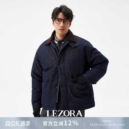 LEZORA谷仓夹克牛仔鹅绒羽绒服