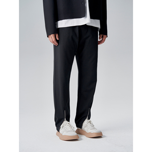 前开叉拉链 带弹裸感莫代尔混棉拼接腰收口卫裤 男 限时特价