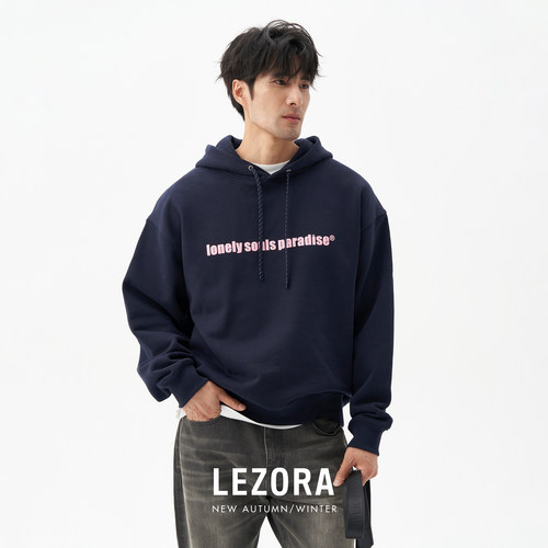重磅毛圈棉LEZORA字母连帽卫衣