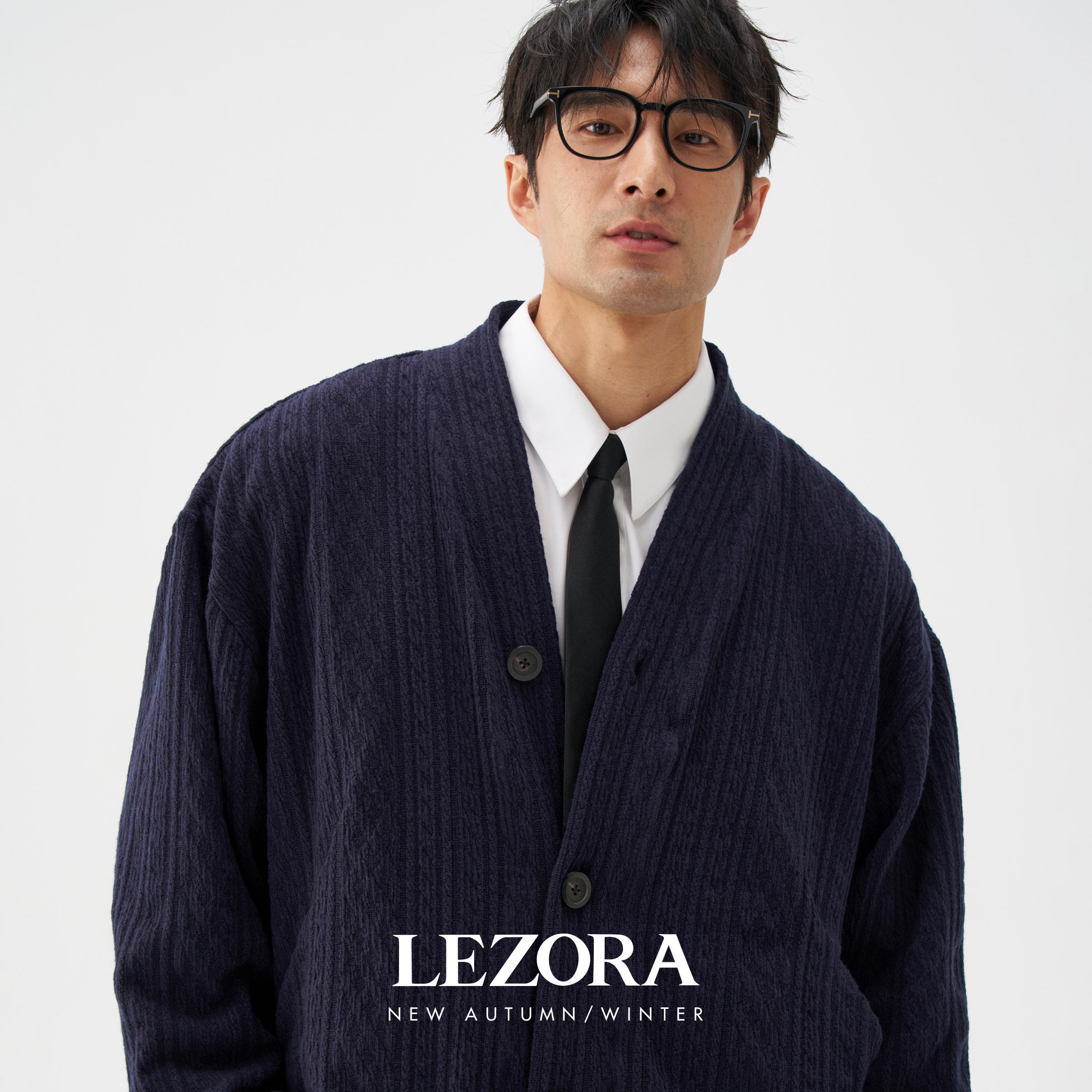 LEZORA复古提花大廓形针织开衫