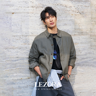 LEZORA静奢老钱 法国诺曼底进口100亚麻Linen宽松翻领夹克男