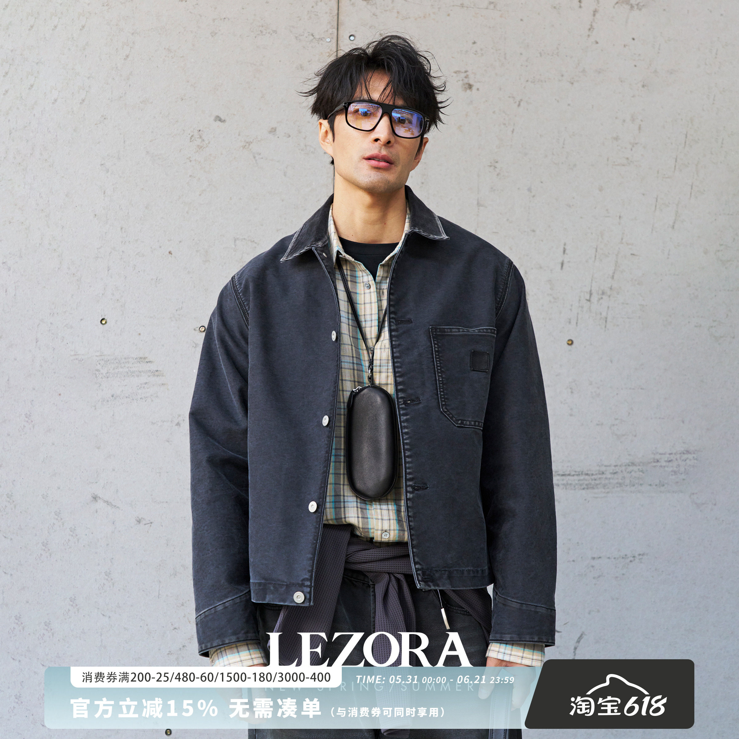 LEZORA法工经典Moleskin鼹鼠皮 成衣染色vintage黑色短款工装夹克