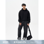 LEZORA土耳其进口14oz全棉丹宁 2021m改版 宽松直筒黑色牛仔裤 男