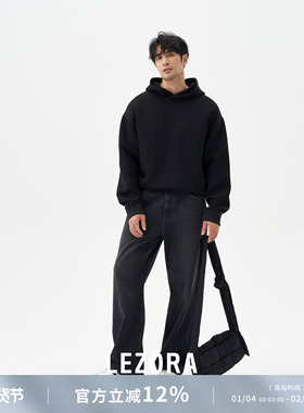 LEZORA土耳其进口14oz全棉丹宁 宽松直筒黑色牛仔裤男 2021m改版