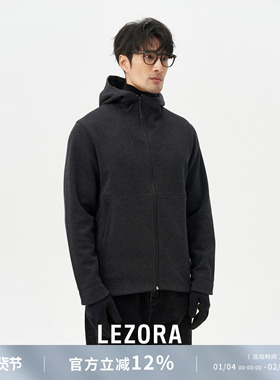 GRAY SUMMIT商务鸟定织抓绒针织羊毛 斜拉链秋冬保暖连帽卫衣男