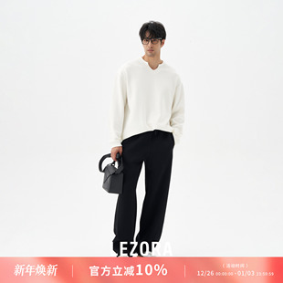 休闲卫裤 秋冬宽松直筒黑色弯刀裤 男L50 重磅425g空气层 LEZORA