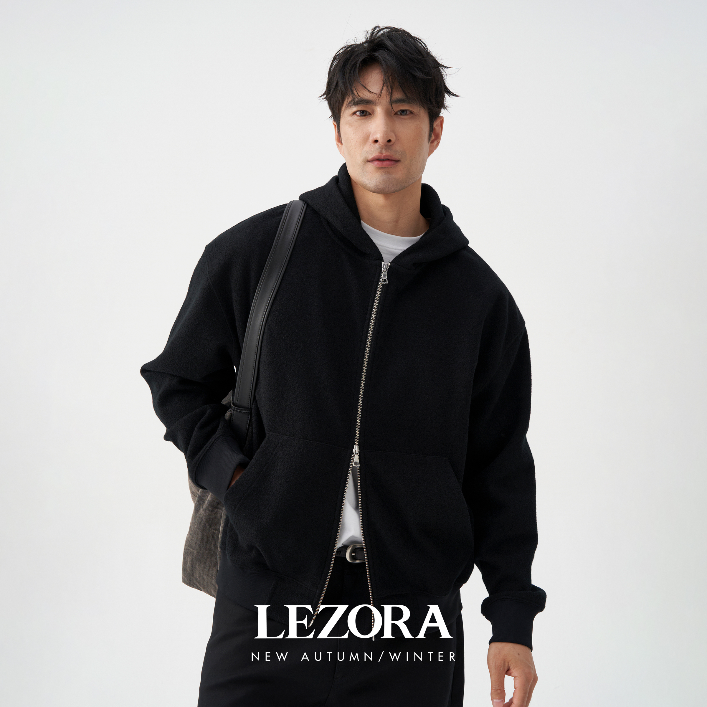 LEZORA蓬松锁温廓形秋冬连帽卫衣