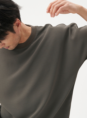 LEZORA 宝藏一片式剪裁！进口270g冷感爽滑简约宽松圆领短袖T恤男