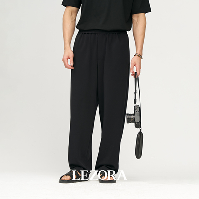 LEZORA三醋酸松紧腰直筒休闲裤