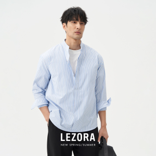 knight衬衫 日本色织条纹面料半门襟立领长袖 oolywood同款 LEZORAh