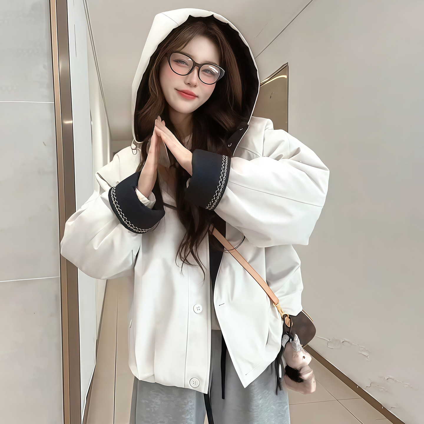 2025秋冬新款加绒加厚外套女休闲宽松冲锋衣夹克时尚显瘦棉服上衣