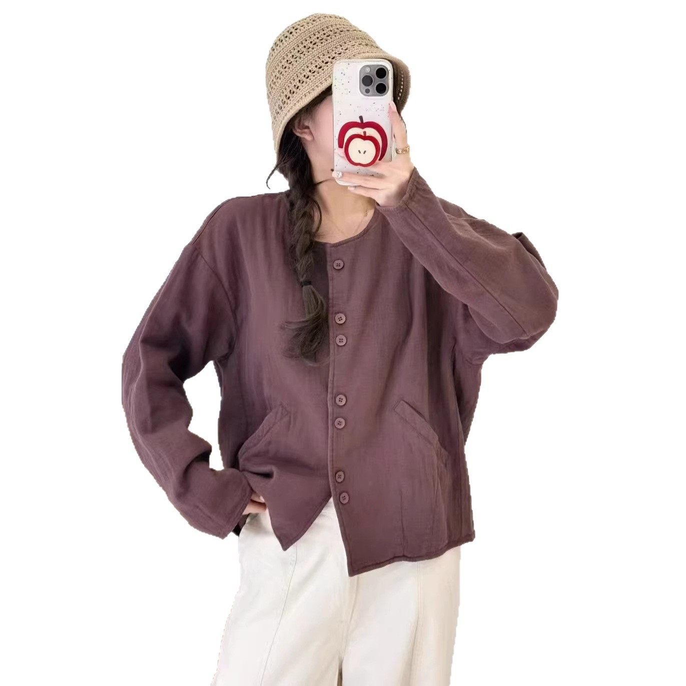 2026年春款外套女棉麻外套长袖开衫宽松休闲韩版新款外套亲肤上衣,女装/女士精品,短外套,淘宝优惠券,粉丝福利购,淘宝优惠卷