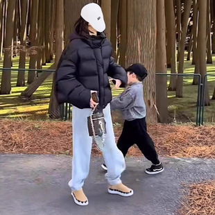 2025冬季新款连帽加厚短款羽绒服女时尚保暖白鸭绒小个子面包服潮