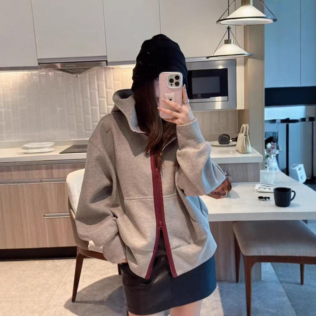 韩版时尚百搭宽松显瘦连帽拼色卫衣外套女2025秋季新款休闲上衣潮