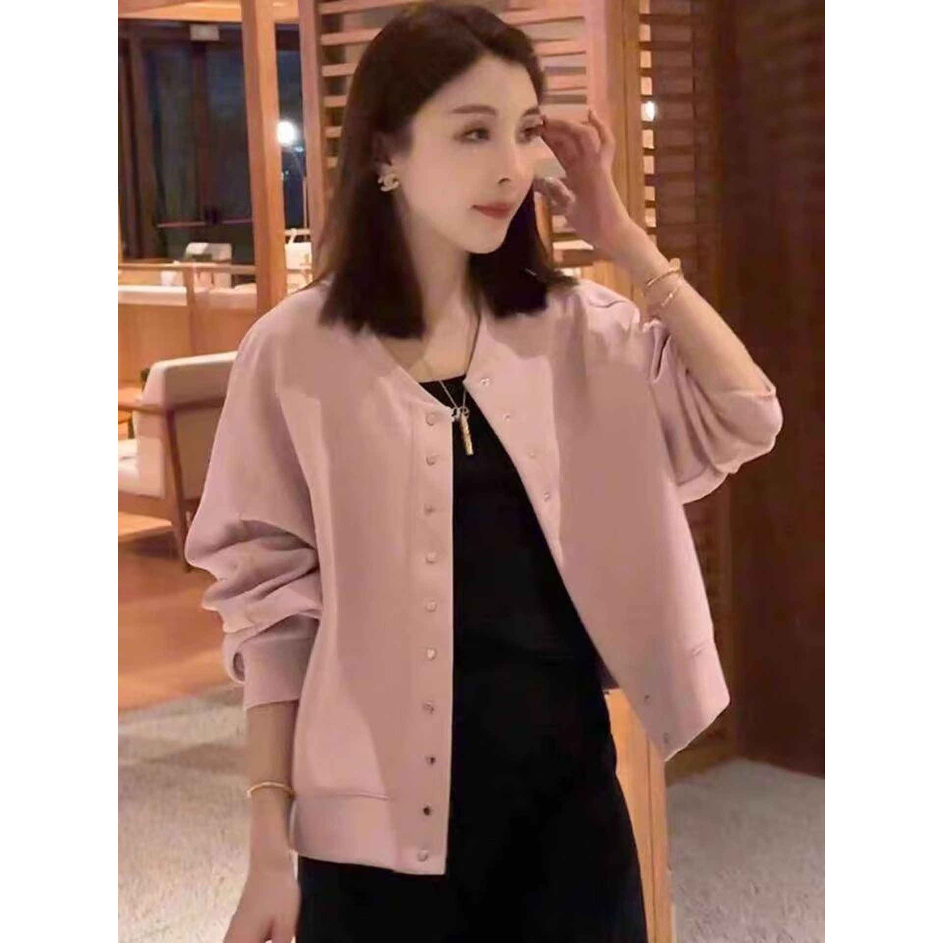 短款圆领棒球服外套女2025年韩版时尚春季新款小个子单排扣夹克开