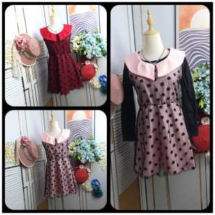 vintage古着波点小飞袖连衣裙女夏季2026新款收腰显瘦a字短裙子
