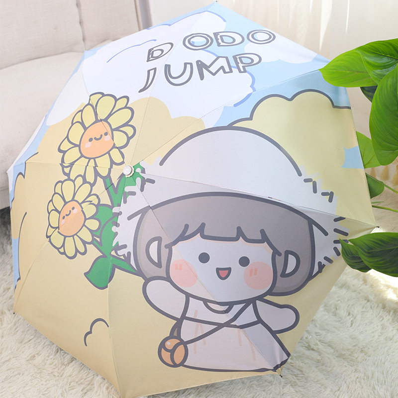 ins风雨伞学生插画折叠女两用