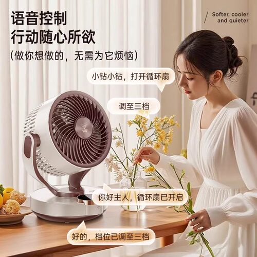 钻石牌循环桌面风扇家用小型静音摇头台式风扇办公室台扇电风扇LR