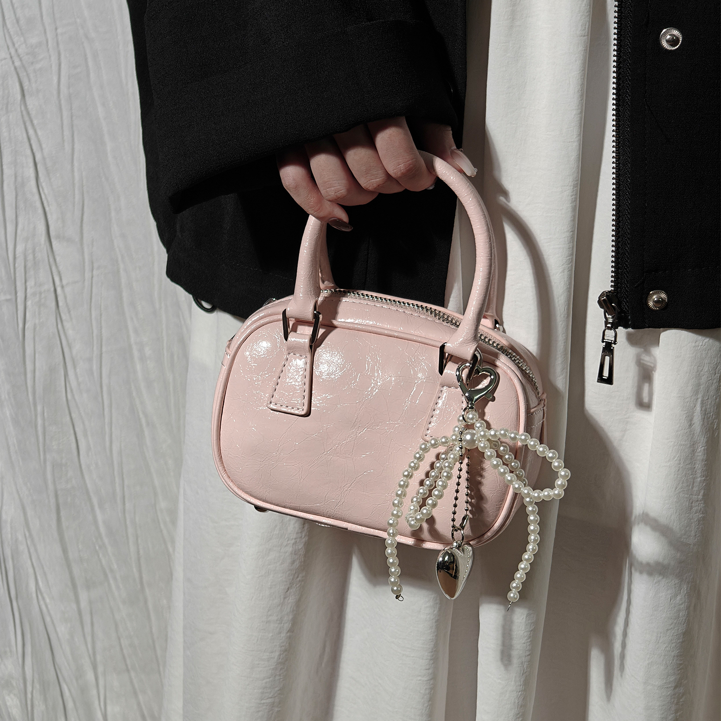 stephy高质感保龄球包包手机包小方包女2025新款手拿包单肩斜挎包