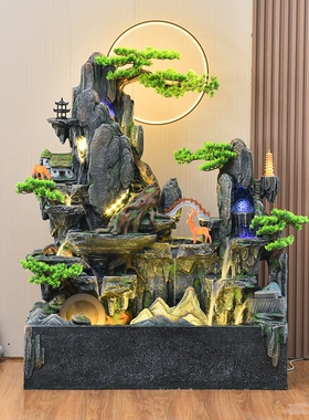 高端客厅装饰假山水景摆件风水轮循环流水落地开业送礼办公室鱼缸
