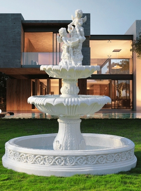 大型户外别墅流水喷泉摆件庭院花园装饰鱼池景观婚庆酒店落地造景