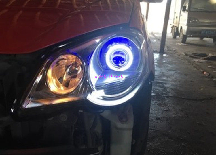 大众波罗06-10款老POLO劲情劲取大灯总成改装LED透镜天使眼日行灯