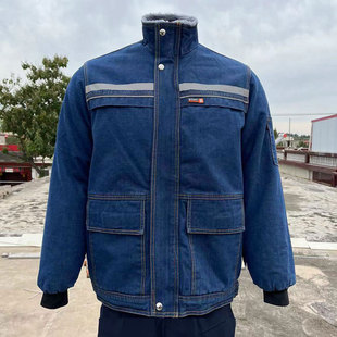 焊机耐磨焊接秋冬 棉袄纯棉劳动防护服冬装 冬季 加厚牛仔工作服男式