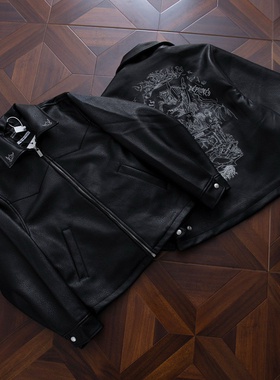 纯原顶版ERD忧郁的富二代爱的原则定染羊皮短款刺绣皮衣夹克外套