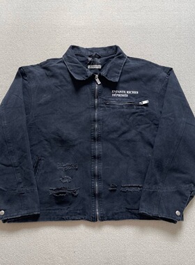 纯原顶版ERD忧郁的富二代底特律翻领帆布磨破做旧牛仔夹克外套男