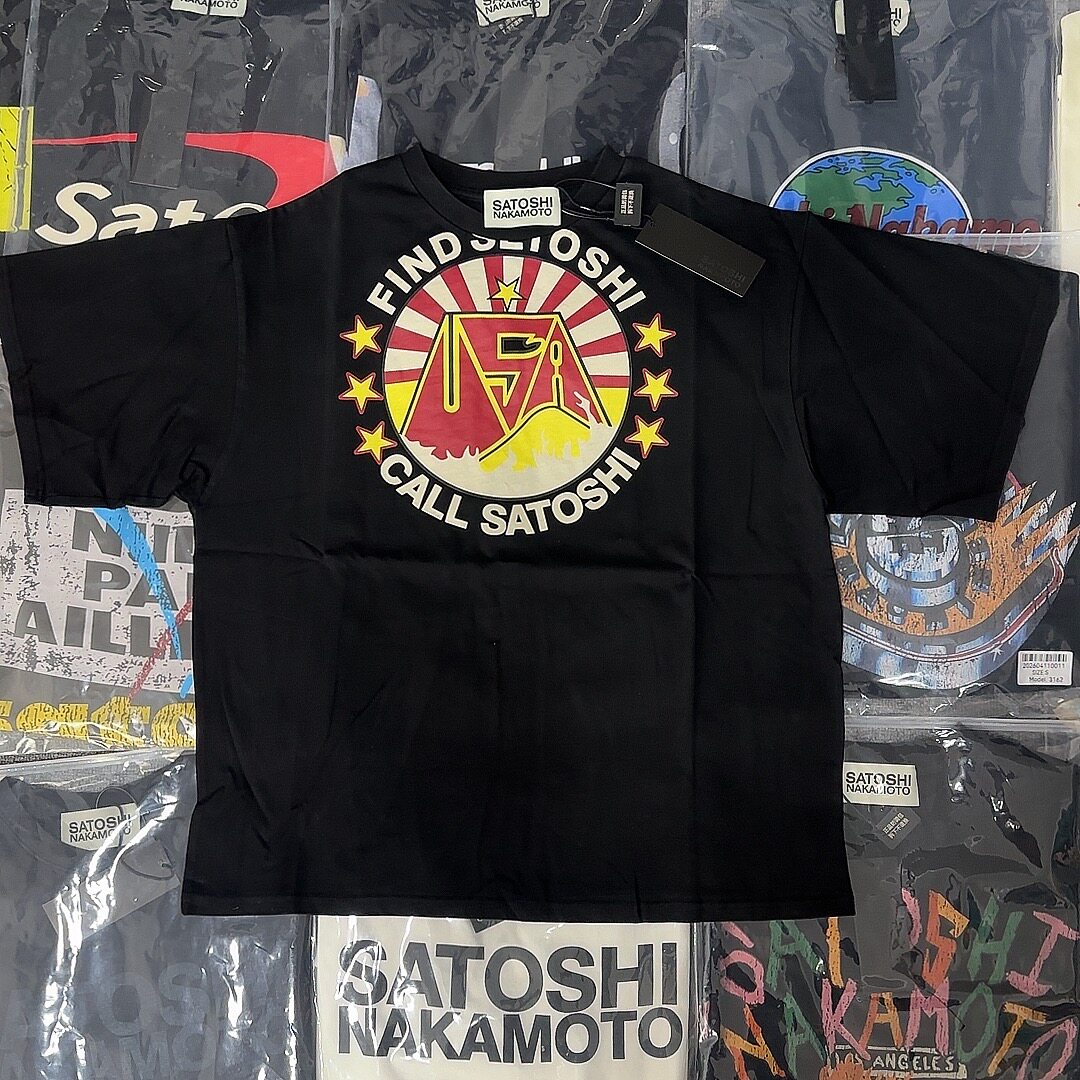 Satoshi Nakamoto 美式水洗做旧字母印花短袖男女同款宽松圆领T恤图片