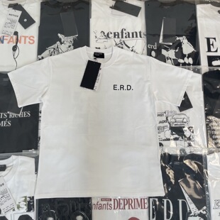 纯原顶板 ERD忧郁的富二代小标语画报纯棉圆领字母印花短袖T恤男