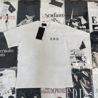 纯原顶板 ERD忧郁的富二代小标语画报纯棉圆领字母印花短袖T恤男