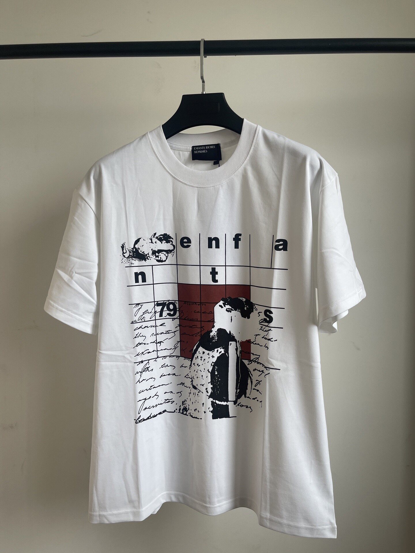 纯原顶板 ERD忧郁的富二代草写英文圆领纯棉字母印花短袖T恤男女