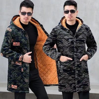 四川省服冬季加绒加厚保暖罩衣外套大码男女中长款棉服工作服大褂
