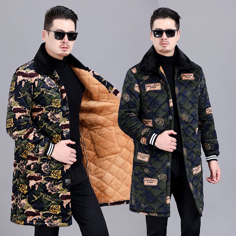 四川省服男士干活罩衣冬季防污加绒加厚外套保暖长款棉衣外穿特厚