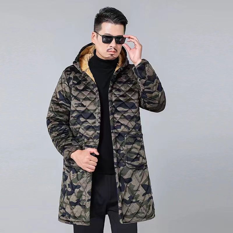 四川省服秋冬加绒加厚罩衣成人女男士长款有袖围裙连帽外套工作服