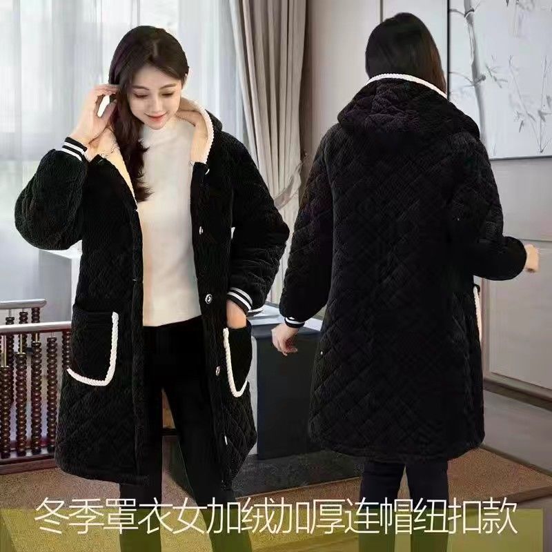 四川省服新款罩衣长袖外套女士外穿加绒加厚冬季保暖夹棉居家围裙