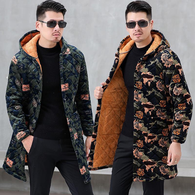 四川省服冬季罩衣韩版成人男款长款加厚加长加绒围裙大码保暖外套