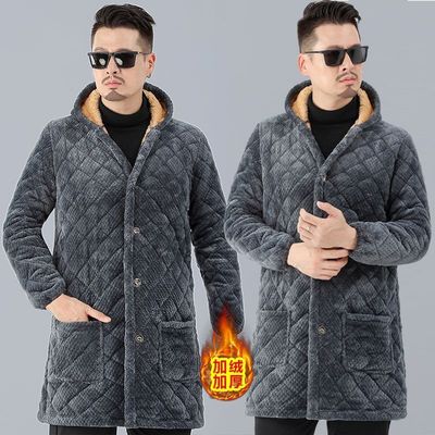 四川省服冬季男款棉服灯芯绒加绒加厚夹棉家新款抗寒保暖外穿棉服