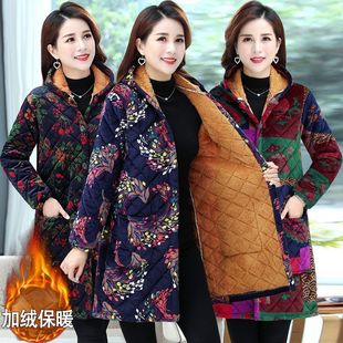 冬季 民族棉衣加绒加厚棉袄外套中老年女装 棉服 妈妈装 四川省服新款