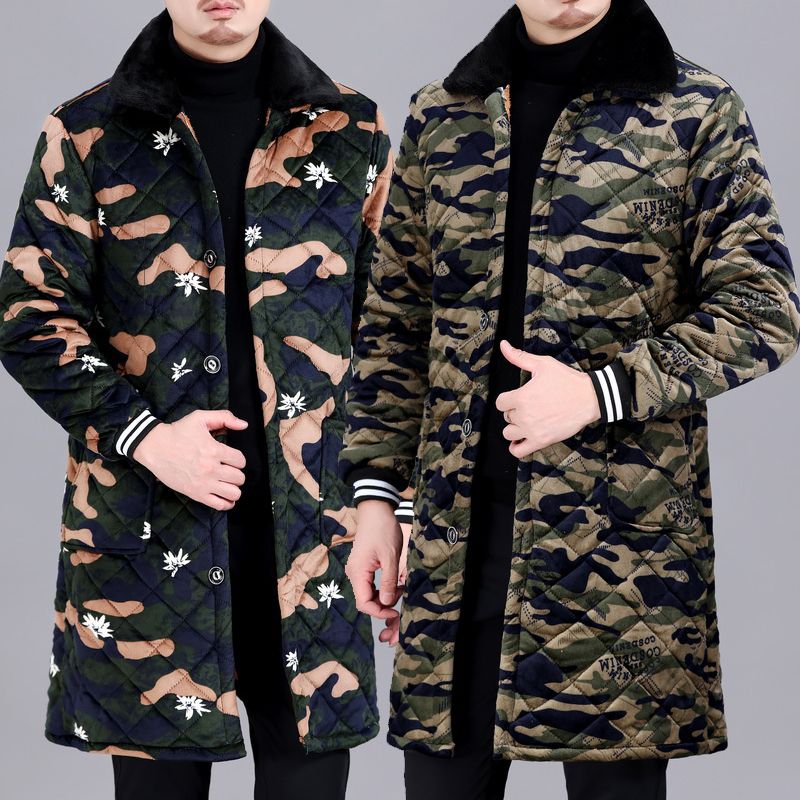 四川省服罩衣男款新款长袖加绒加厚三层夹棉罩衣居家服厨房工作服