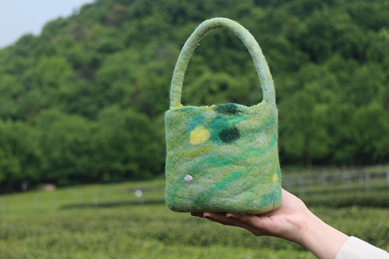 KUN.2022茶山系列茶具包 手工作家制作牛油果绿茶具收纳茶具配件