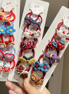 红色儿童发圈不伤发女童复古扎头皮筋宝宝头绳小女孩皮套发绳头饰