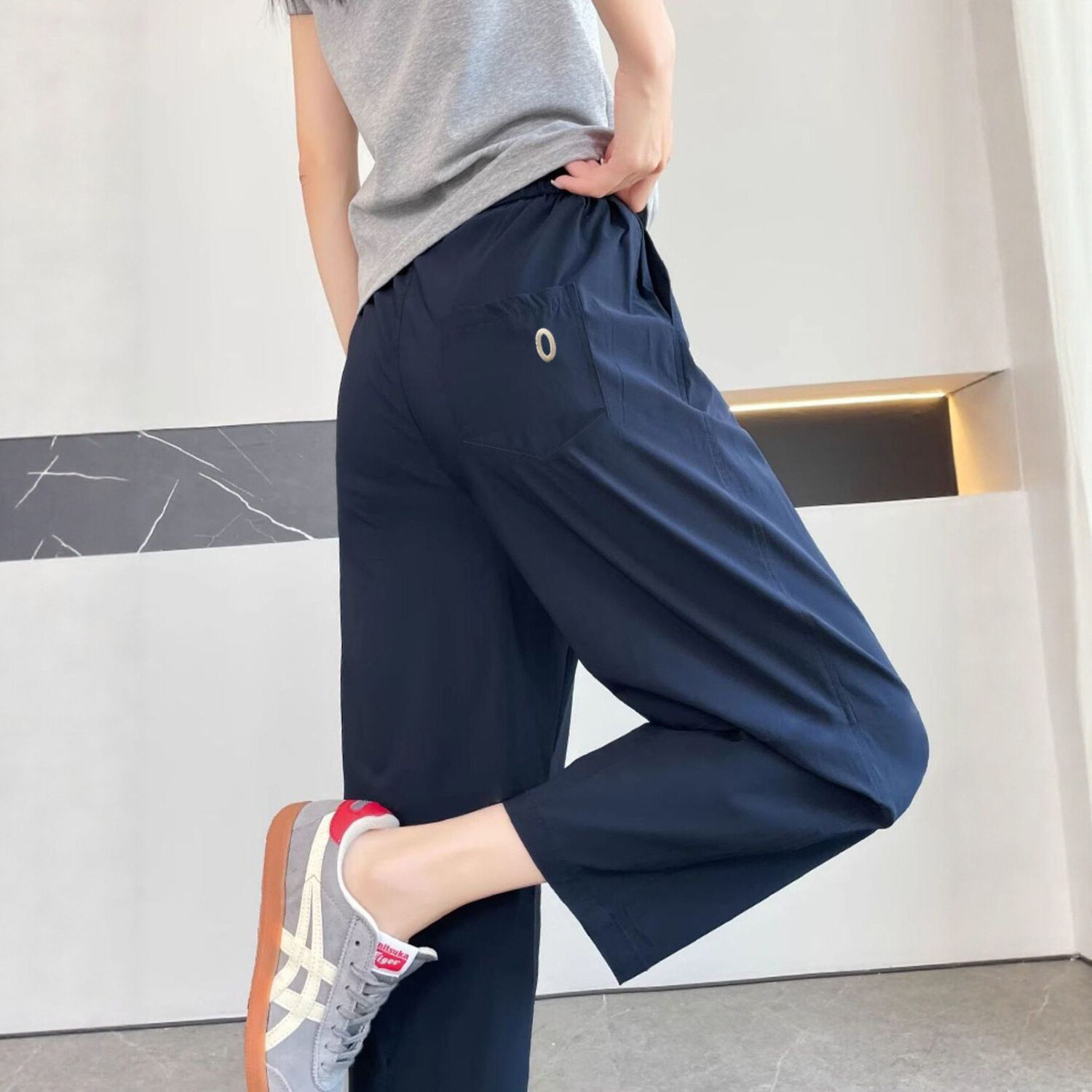 大码冰丝速干裤女2026新款夏季薄款九分哈伦裤胖mm显瘦透气休闲裤