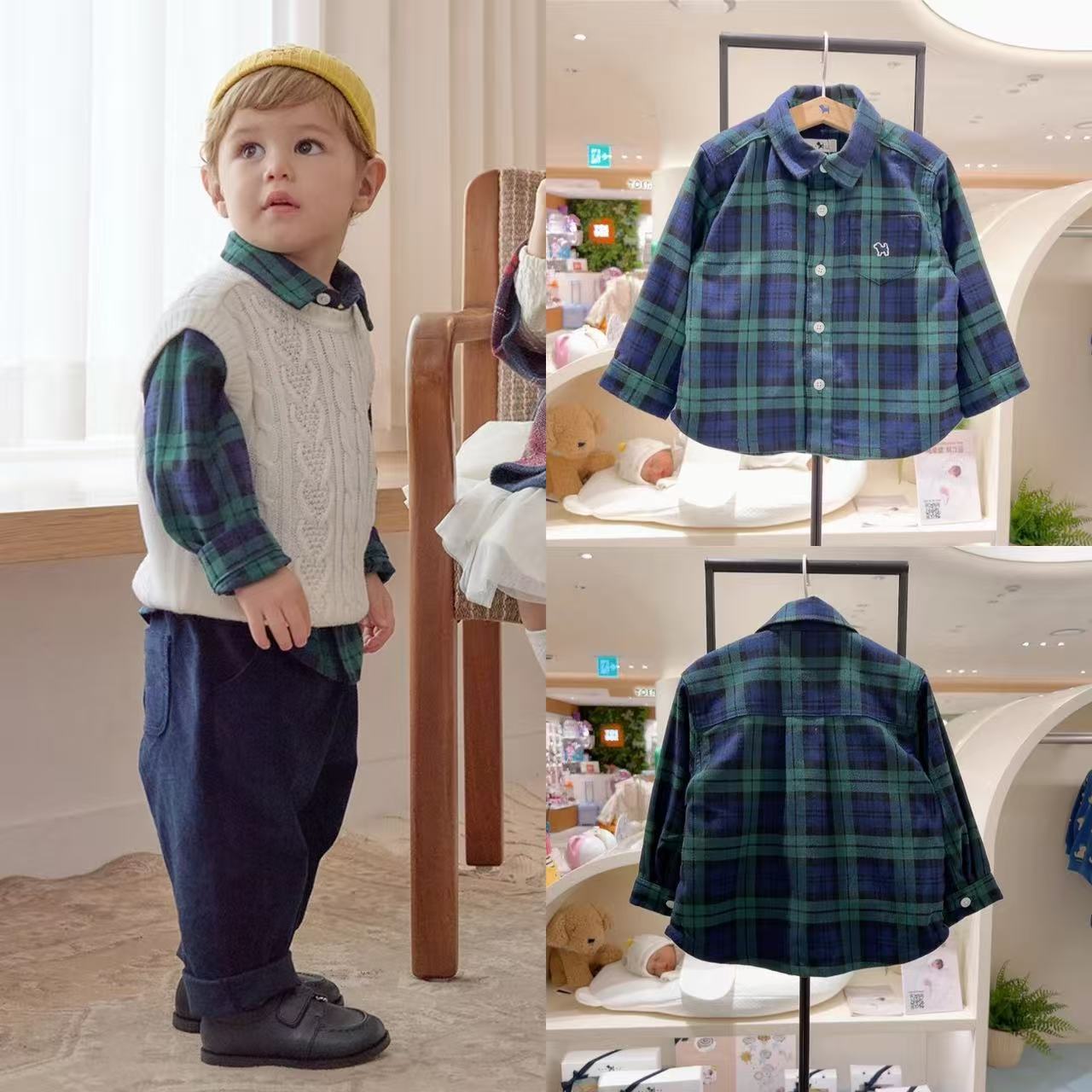 韩国纯原童装25秋新款儿童衬衫