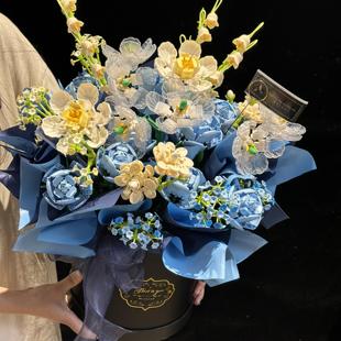 永生玫瑰花束中国积木仿真花束女生系列高颜值闺蜜女孩圣诞节礼物