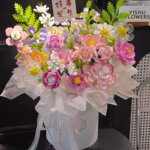 积木花束永生玫瑰花束积木仿真花束女生系列拼装女孩玩具生日礼物