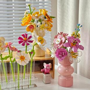 中国积木永生花束仿真花高级感客厅摆件手捧花送女生闺蜜新年礼物